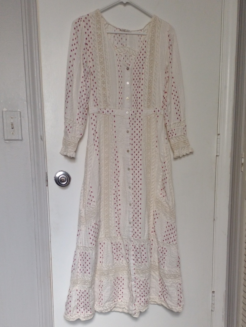 Loveshackfancy Desert Victorian Maxi Dress Cream Red Size 2